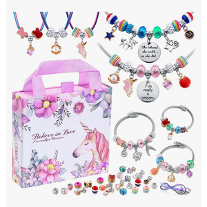 COO&KOO Girls Charm Bracelet Making Kit: Unicorn Jewelry Making Kit Gifts Crafts for Girl 8-12 A Perfect Girls Toy for Ages 6 7 8 9 10 Girl That Imagination Self-Expression and Inspires Creativity