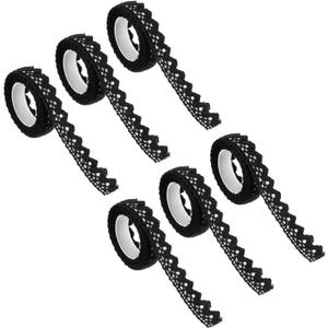 PATIKIL 0.6" Wide 2 Yards Self-Adhesive Lace Tape Lace Ribbon, 6 Pack Cotton Washi Trim Stickers Masking for Craft Scrapbooking DIY Card Making, Black