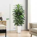 Artificial Dracaena Tree Indoor, 5FT Tall Fake Floor Plants with White Planter, Faux Silk Yucca Tree for Home Office Living Room Bedroom Farmhouse Modern Outdoor Topiary Tree