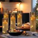 23 Pack Flameless LED Pillar Candles with Remote & Timer, Flickering Battery Operated Candles with Embedded Starry Lights, 3-Sizes Gray Acrylic Decorative Candles for Wedding, Home, Party Decor