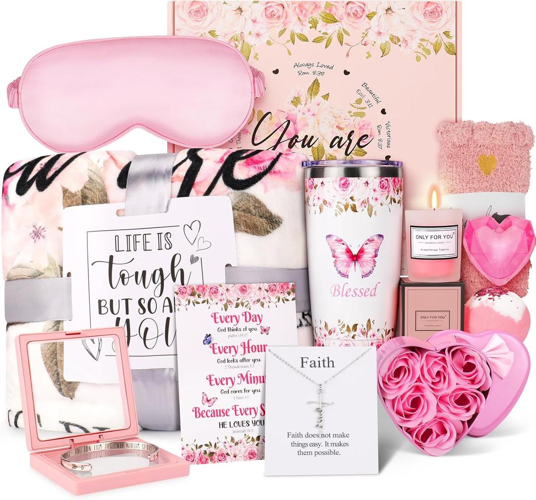 Fortuning's JDS 14PCS Christian Gifts for Women: Faith, Inspirational, Spiritual, Religious, Catholic, Baptism, Get Well Soon, Mother's Day Gifts for Mom, Wife, Girlfriend, Sister