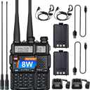 2 Pack BAOFENG UV-5R 8 Watt Ham Radio Handheld Long Range Two Way Radio with USB Charging & Long Antenna,Dual Band Ham Radio Baofeng Walkie Talkie