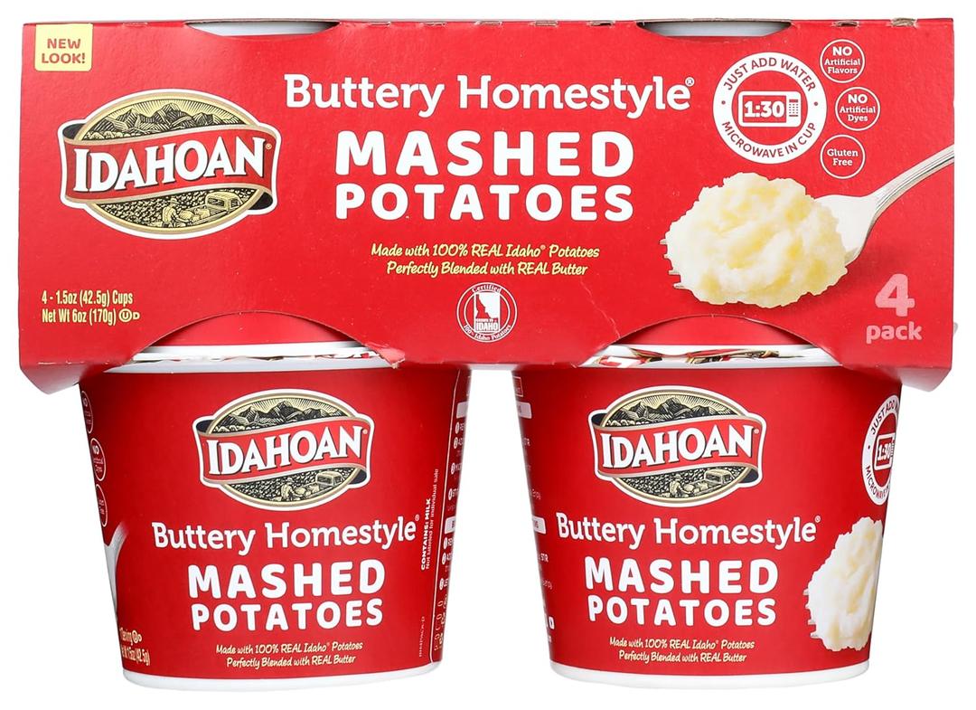Idahoan, Mashed Potatoes, Buttery Homestyle, 6 Ounce, Pack of 6, Best By 07 Jul 2026 