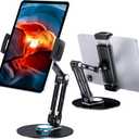 Tablet Stand Holder for iPad, Adjustable with 360 Rotating Base for Desk, Aluminum Swivel Tablet Stand Compatible with iPad Air, Mini, 10.2,9.7, Pro 11/13 and More, Black