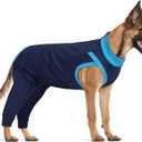 LelePet Dog Recovery Suit for Rear Legs to Stop Licking Hind Legs Abdomen Wounds, Dog Onesie for Surgery Female Male,Dog Pants to Prevent Licking for Small to Large Dogs, Cone Alternative (XS-3XL) (Navy Blue)