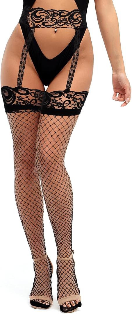 Sexy High Wait Fishnet Tights, Fishnet Stockings for Women, Black Lace High Waist Sexy Tights for Women