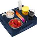 G GOOD GAIN Couch Cup Holder Pillow-Sofa Cup Holder Cozy Buddy | Bed Drink Caddy Holds Tablet, Remote, Snacks | Waterproof Anti-Spill Sofa Beverage Tray for Car, Park, Beach, Picnic, Boat, RV(Navy) (12.5 x 9.5 inches)