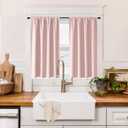 RYB HOME 100% Blackout Short Curtains for Small Window, Thermal Insulated Total Room Darkening Noise Reducing Curtains for Kitchen Bathroom Basement, 42 inches Wide by 45 inches Long, Baby Pink
