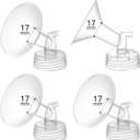 4PCS 17mm Breast Pump Flanges, Compatible with Spectra S1/S2/9Plus/Synergy Gold, Motif Luna, Wide-Mouth Bottle Fit, Breast Pump Accessories