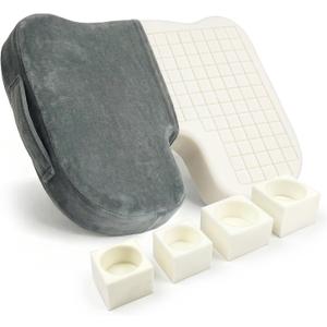 Cushy Tushy Premium Seat Cushion with Moveable Holes, Customizable Foam Relief for Lower Back, Sciatic, & Tailbone Pain Perfect for Driving, Home & Office Gray Fabric Cover