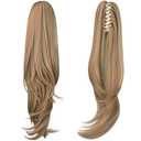 ShulaSHOP Blonde ponytail extension,20" clip ponytail hair extensions ponytail claw hair ponytail Extension Natural Looking Synthetic Hairpiece for Women
