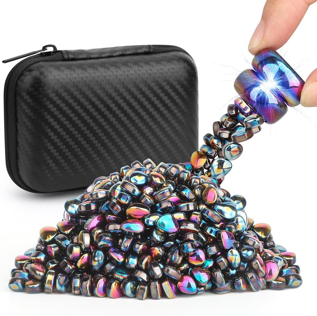 Dilabnba 550PCS Magnet Ferrite Putty Fidget Toy with 2PCS Large Magnet Rocks for Adults, Sensory Magnetic Ferrite Putty Stones Eggs Office Desk Toys Time-Killer for Men Women (Rainbow)