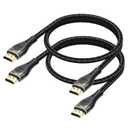 Short HDMI Cable 2FT 2-Pack 10K 8K 4K, HDMI 2.1 Cable 2 Foot 48Gbps Ultra High Speed Braided HDMI Cord 8K@60Hz, 4K@120Hz, eARC, HDR10+, HDCP2.3 for Monitor/HDMI Switch/Camera/TV Box/HDTV