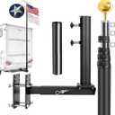 16FT RV Flagpole with Heavy-Duty Stainless Steel Bracket & an Embroidered Flag, 3-in-1 Frame/Trailer Hitch/Bumper Mount Design, RV Camping Flagpole, Thickened Aluminum Flag Pole, 80 MPH Wind Resistant