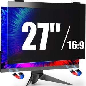 27 Inch Monitor Privacy Screen Hanging for Computer 16:9 Aspect Ratio, Magnetic Anti Glare Blue Light Private Protector Eye Care,Removable Anti Spy Filter Shield for Digital Workplaces