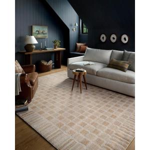 Loloi Chris Loves Julia Calvin Collection CLV-03 Bone/Natural 7'-10" x 10' Area Rug Checkered Neutral Soft Living Room Bedroom Carpet