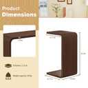 C Shaped End Table, Wooden TV Tray Sofa Side Table for Couch | Small Nightstand for Living Room Bedroom Narrow Spaces Office