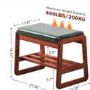 Solid Wood Shoe Bench, 2-Tier Wooden Entryway Bench, Modern Shoe Rack with Faux Leather Cushion for Hallway, Living Room (Green, 21.65'')