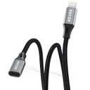 AGVEE 2 Pack 6.6ft Lightning Extension Cable, Braided Female to Male Extender Full Function Cord Compatible with iPhone iPad, Data Sync Video Audio & Charging Connector Adapter, Dark Gray