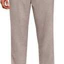 Runcati Mens Casual Pants Drawstring Elastic Waist Lightweight Cropped Linen Pants Summer Yoga Beach Trousers (Small, Khaki)