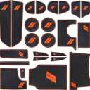 SENSHINE for Dodge Charger Accessories 2015-2021 2022 2023 Non-Slip Anti Dust Cup Holder Insert Center Console Shifter Liner Trim Door Pocket Mats Premium Custom Interior 24PC Set (Orange Trim)