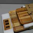 3 Pack Teak Wood Cutting Board Set for Kitchen Charcuterie Board Serving Heavy Duty Non Toxic Slip Over Sink Solid Thick Haus Wooden Chopping Board Large Big Small Meat Best Kitchen Essential Gift (Multi-Size Set | 3 Pack with Holder)