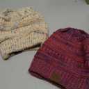 Beanies Women Winter Hats for Women Cute Slouchy Beanie for Winter Warm Snow Ski Hat Satin Lined Beanie Silk Lined Hat Beige&Purple, Pack of 2