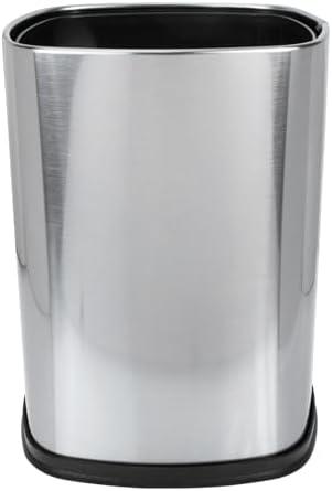 KALLORY Square 8L Stainless Steel Trash Can Lidless Metal Garbage Container for Home Kitchen Office Waste Bin
