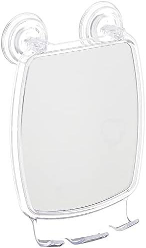 iDesign Plastic Power Lock Suction Shower Shaving Mirror with Razor Holder, Fog-Free Mirror for Bathroom or Tub, 6.25" x 8.5" x 2.5", Clear 2Pcs