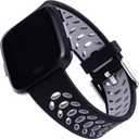 WITHit Designer Replacement Band for Fitbit Versa/Versa 2  Secure, Adjustable, Fitbit Watch Band Replacement with Magnetic Closure, Fits Most Wrists (Black/Gray Sport Silicone)