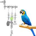 Lulu Buddy's Indestructible Metal Parrot Chew Toy - Swing Links & Melodic Chains for Macaws, African Greys, Amazons - Stainless Steel Cage/Outdoor Enrichment for Intelligent Large Parrots (LB-QG-901)