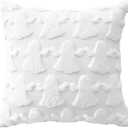 6 x OTOSTAR Set of 1 Ghost Pillow Cover Halloween Throw Pillow Covers for Sofa Couch Bed Living Room Soft Plush Short Wool Velvet Farmhouse Pillowcase for Thanksgiving Pure White 18x18 Inch