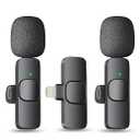 Wireless Mini Microphone for iPhone 14 Below - Bluetooth Lapel Mic for Video Recording - Clip on Phone Microphones for YouTube Tiktok((2 in 1) for Lightning)