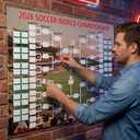 2026 Global Football Tournament Bracket Poster, 35x24" Professional DIY Match Tracker with 64 Reusable National Flag Stickers, Premium Polyester Fabric Wall Decor for Office, Man Cave & Sports Bar