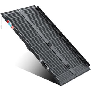 WHALEMOTOR Black Portable Wheelchair Ramp, 5FT No-sew Non-Slip Aluminum Wheelchair Ramp, Folding Portable Wheelchair Ramps for Home, Weight Capacity Up to 800 LBS, Loading Dock Plates