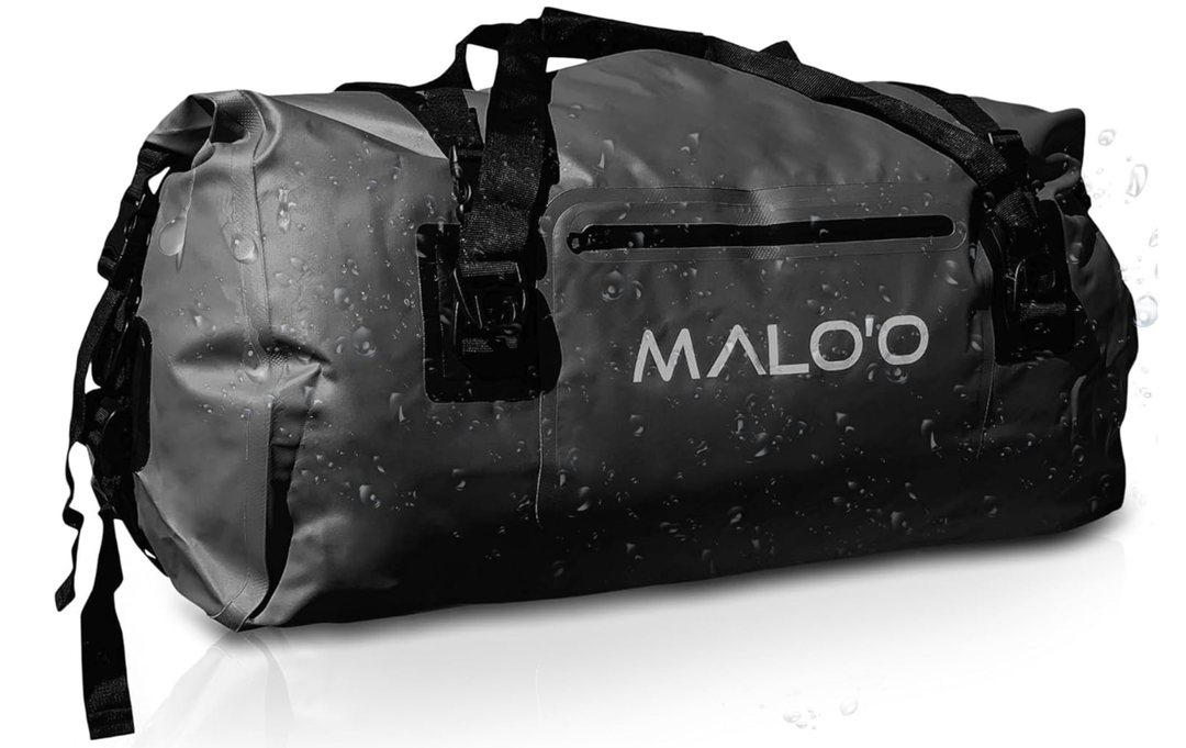 Malo'o Waterproof Dry Bag Duffel 40L/60L/100L, Roll Top Duffel Keeps Gear Dry for Kayaking, Rafting, Boating, Swimming, Camping, Hiking, Beach, Fishing - Internal & External Pockets (black)