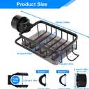 Kitchen Sink Caddy Organizer,Equipped with A Drainage Tray Sponge Holder,Faucet Organizer Rack for Bathroom,Adjustable with Hooks, Suitable for Kitchen and Bathroom, Left Side