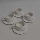 Kanwone Porcelain Stackable Cappuccino Cups with Saucers - 8 Ounce for Specialty Coffee Drinks, Cappuccino, Latte, Americano and Tea - Set of 4, White