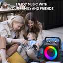 Karaoke Machine, Portable Bluetooth Speaker with 2 Wireless Microphones for Adults & Kids with Lights, Karaoke Microphone with PA System Supports USB/TF/REC/FM/AUX for Home Party Home System Packages, Black