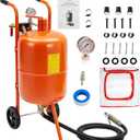 10 gal Sand Blasting Machine, 125 Psi Pressure Air Sand Blasting Kit w/4 Ceramic Nozzles & Oil-Water Separator, Portable Abrasive Blaster for Stain Removal Paint, Orange