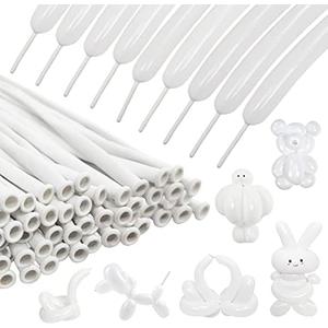 100Pcs 260 Balloons White Long Balloons for Balloon Garland Thickening Skinny Latex Twisting Balloon for Animals Modeling Christmas Birthday Wedding Party Decorations