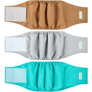 wegreeco Washable Male Dog Belly Band (Stylish Pattern)- Pack of 3 - Male Dog Belly Wrap, Dog Diapers Male (Blue Gray Coffee, XX-Large)