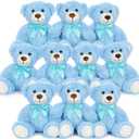 MaoGoLan Bulk Teddy Bear Baby Shower, 10 Packs Small Light Blue Teddy Bear Stuffed Animals in Bulk,13.5" Small Stuffed Bears Plush for Wedding,Birthday,Christmas, Party Decorations