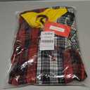 Womens Button Down Shirt Plus Size Blouse Shirts Tartan Plaid Color Block Casual Oversized Boyfriend Hooded Outwear (M)