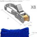 8 Pack Rope with Roller Tensioner for Easy and Secure Tying,2026 New Heavy Duty Retractable Buckle Rope with Accessory Cord for Camping Boating Home Storage Outdoor Use