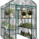 Home-Complete 514537FXW Walk-in Greenhouse-Indoor Outdoor with 8 Sturdy Shelves-Grow Plants, Seedlings, Herbs, or Flowers in Any Season-Gardening Rack, Green