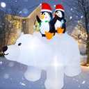 SAND MINE 6.5 Foot Tall Christmas Inflatable Penguins on Polar Bear, LED Lights Outdoor Indoor Holiday Decorations, Christmas Blow up Lawn Inflatables for Christmas Home Yard Decoration