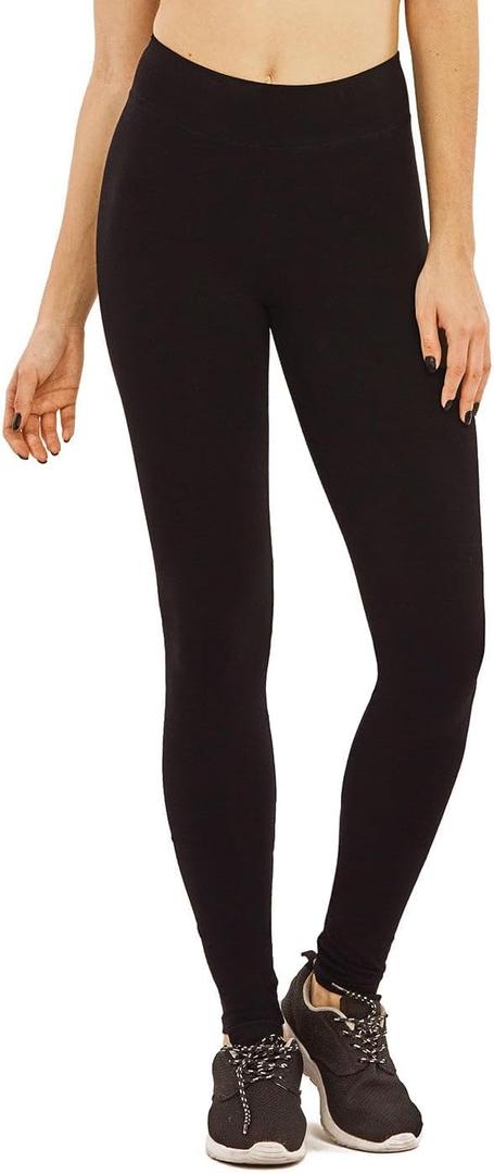 Women's Medium Weight Breathable Cotton Leggings (X-Large, Black)