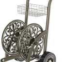 GOFORWILD Garden Hose Reel Cart with Wheel, Hold up to 200 Ft of 5/8" Hose, Heavy Duty Steel Frame Water Hose Reel Cart with Storage Basket, Mobile Hose Reel for Outside Garden Lawn Yard
