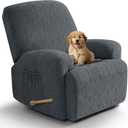 VANSOFY Recliner Chair Covers, 4-Pieces Stretch Recliner Cover Jacquard Soft Reclining Chair Slipcover Furniture Protector with Elastic Bottom for Lazy Boy Recliner(Dark Gray) (1 Seat)